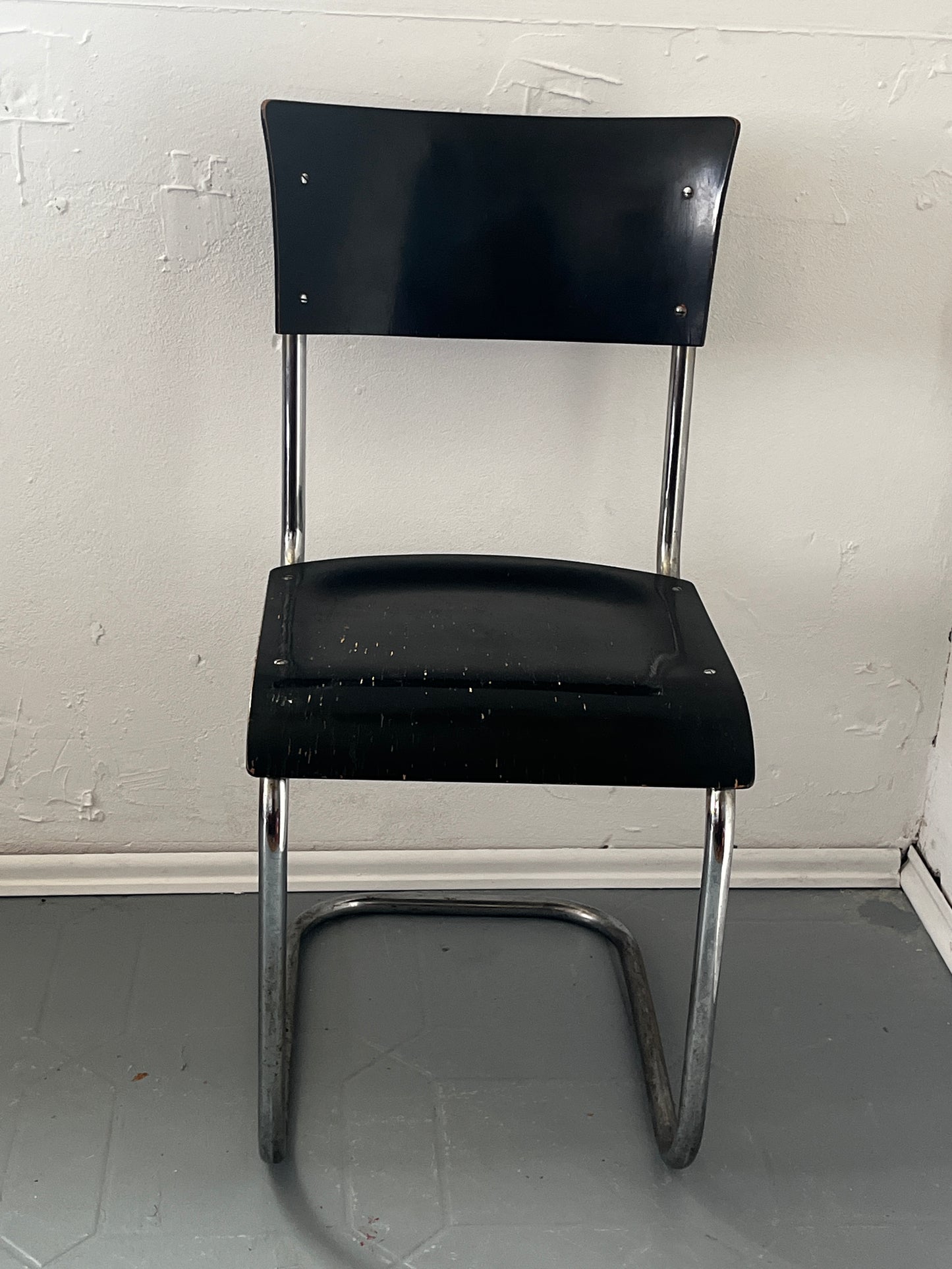 Stahlrohr Sessel Freischwinger 1940er / 1950er  Bystrice pod Hostynem