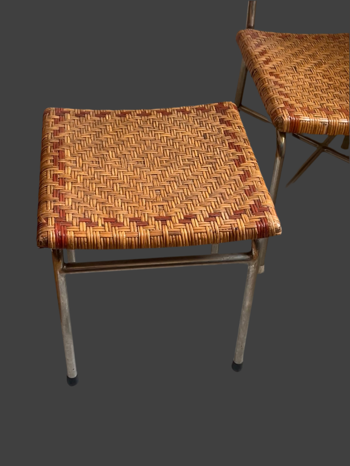 tubular steel armchairs and stools