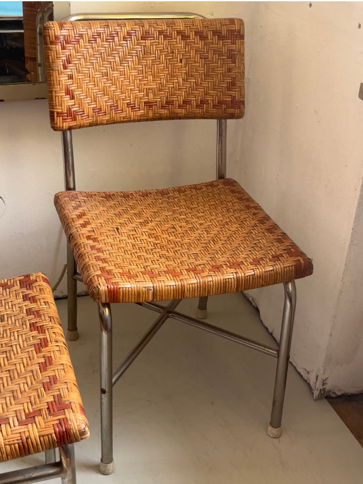 tubular steel armchairs and stools