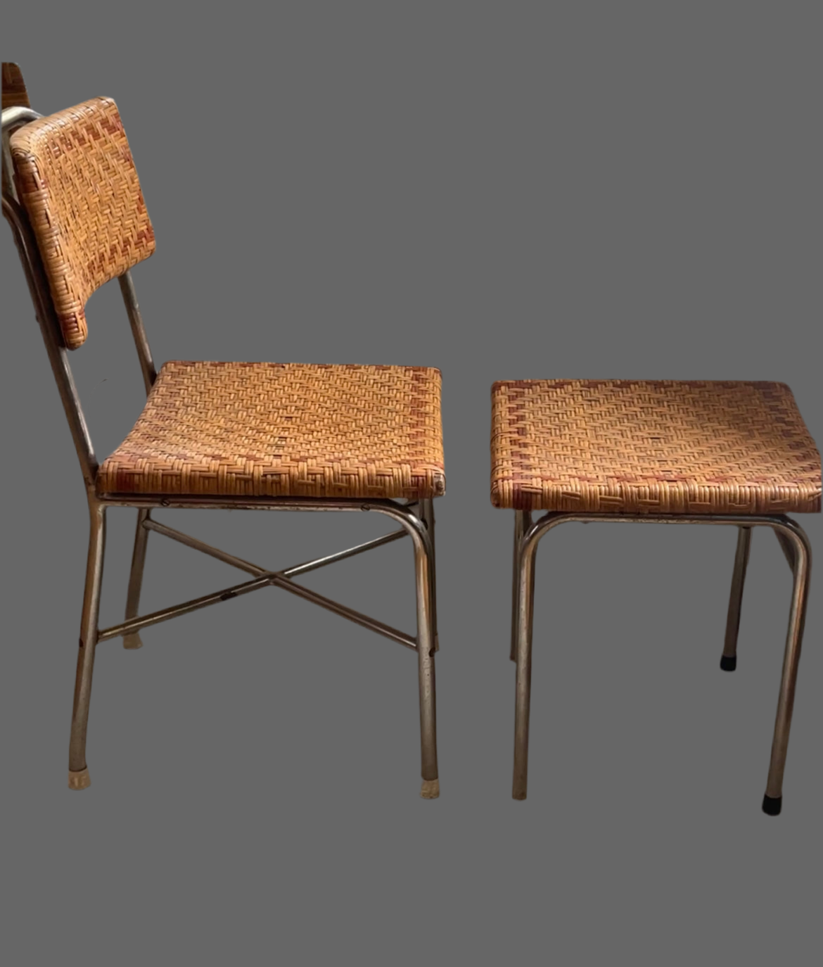 tubular steel armchairs and stools
