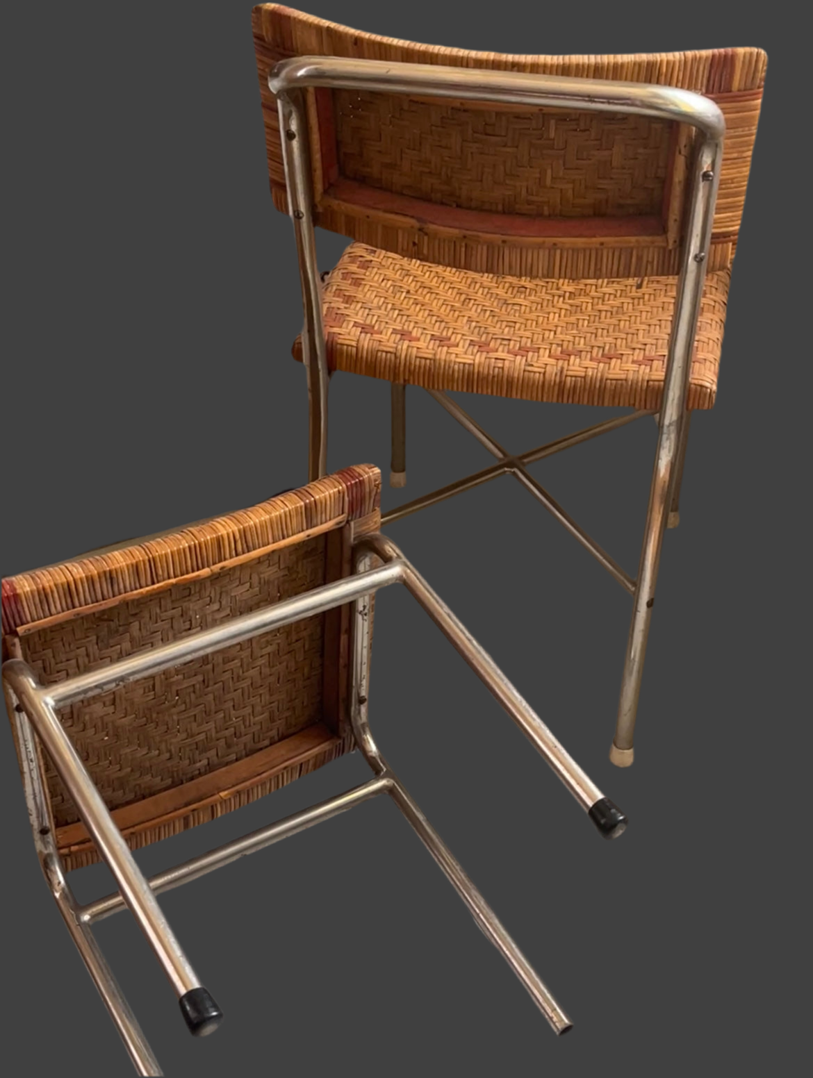 tubular steel armchairs and stools