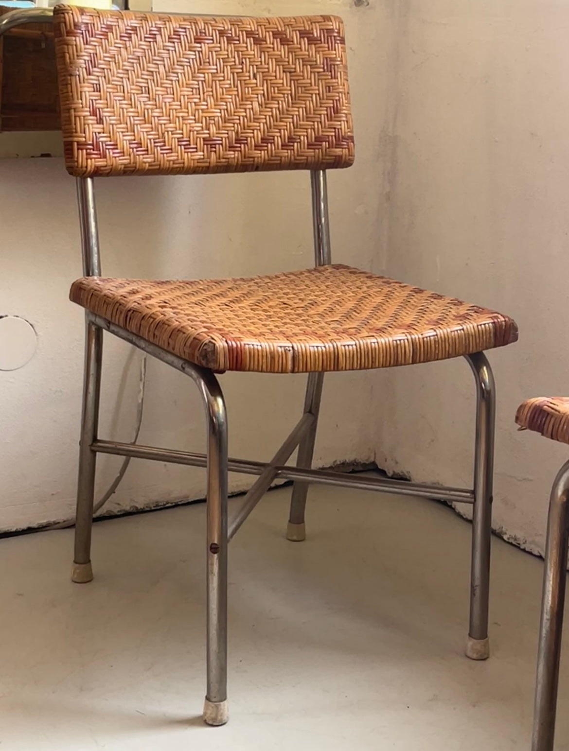 tubular steel armchairs and stools