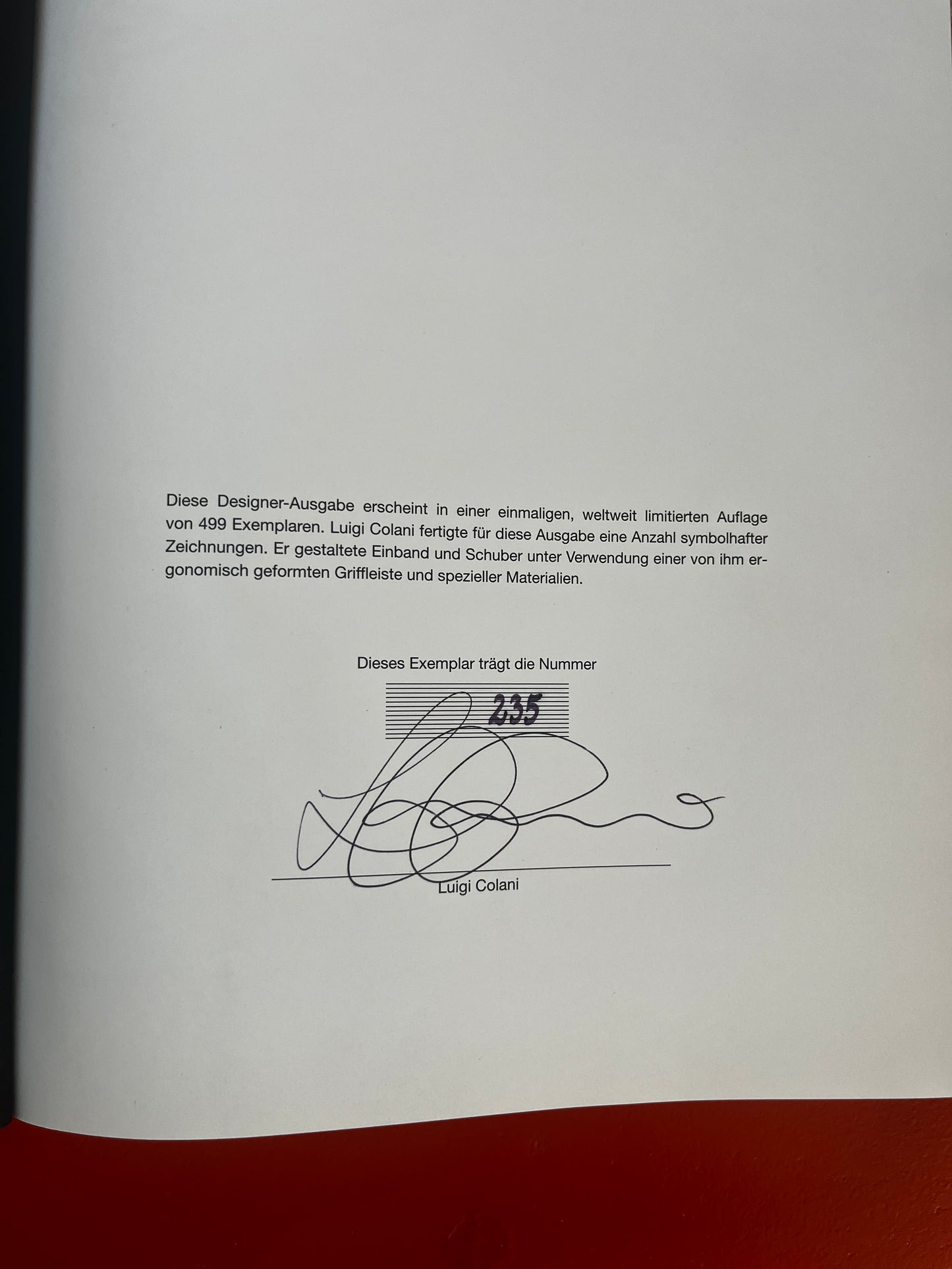Luigi Colani book, signed and numbered
