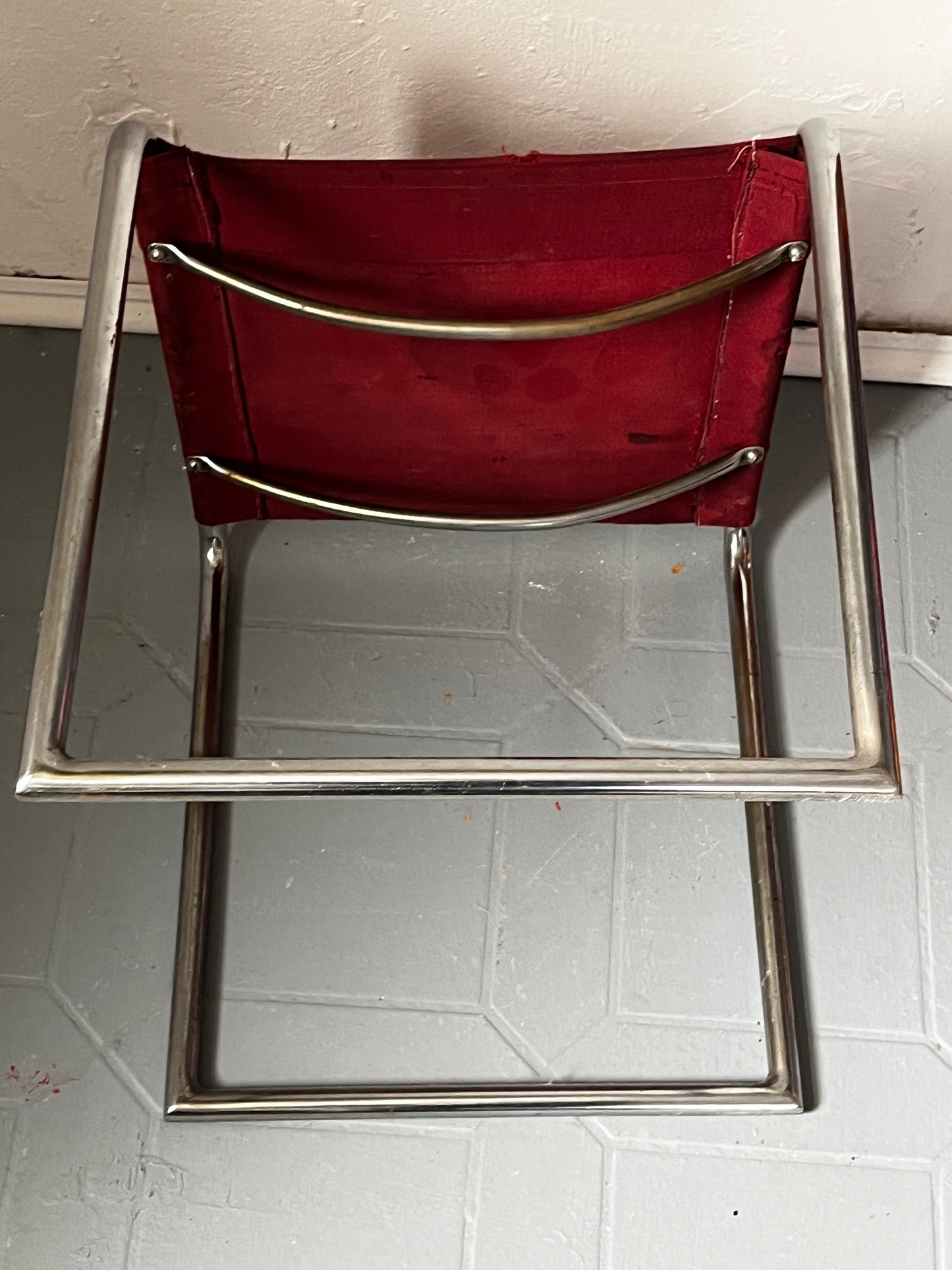 Bauhaus Ära Stahlrohr Hocker mit Textilbezug