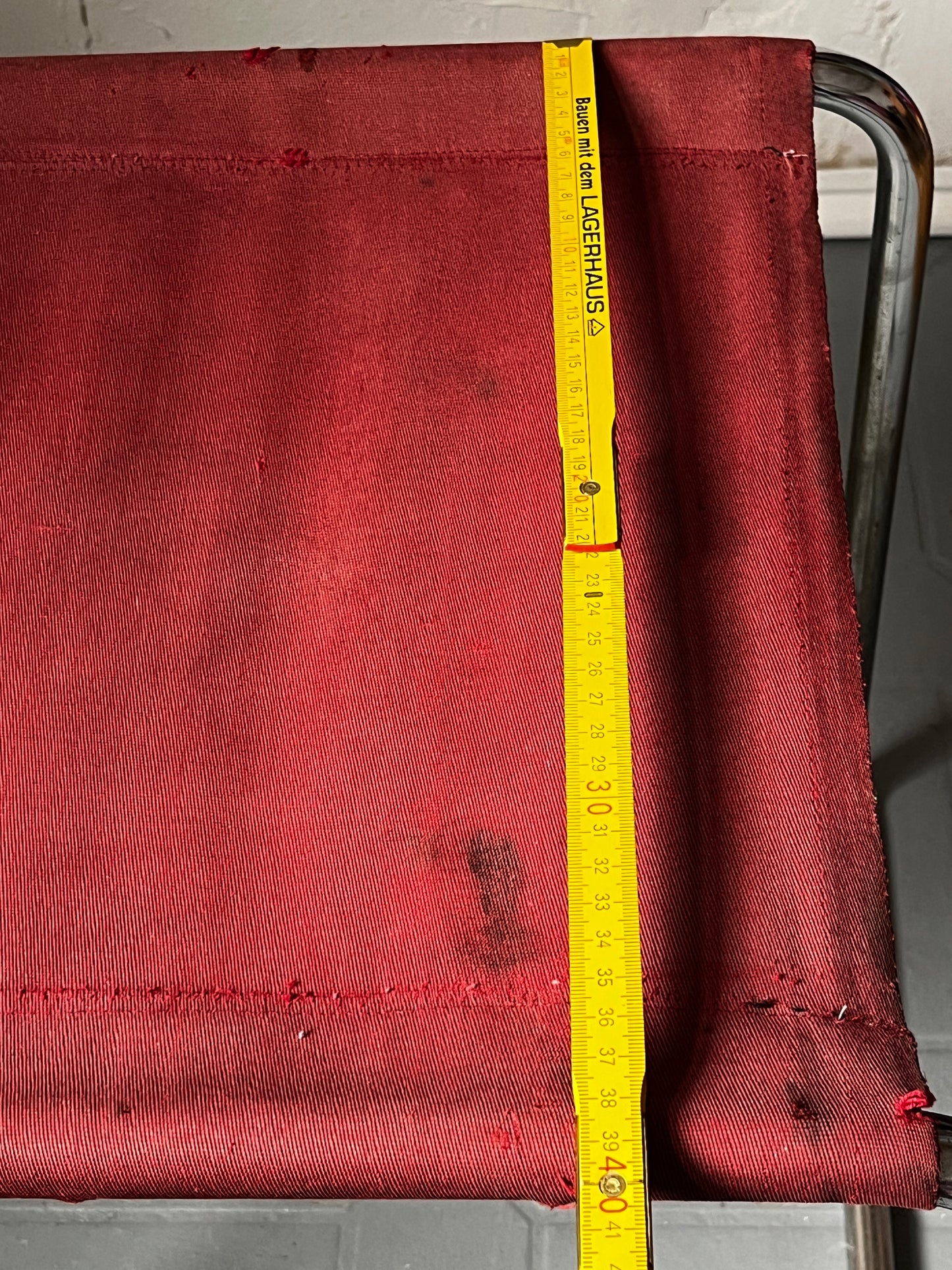 Bauhaus Ära Stahlrohr Hocker mit Textilbezug