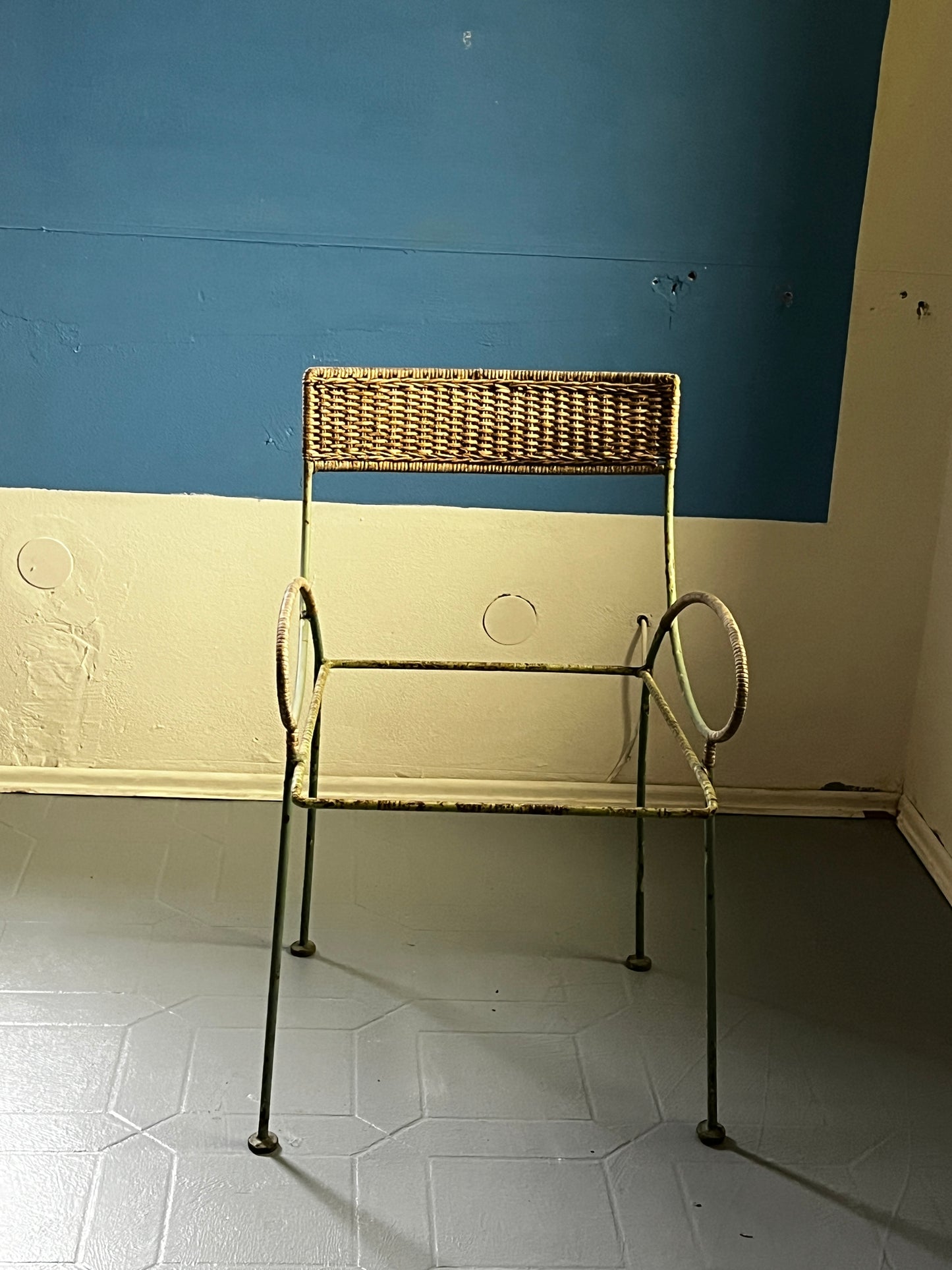 Art Nouveau metal armchair restoration project