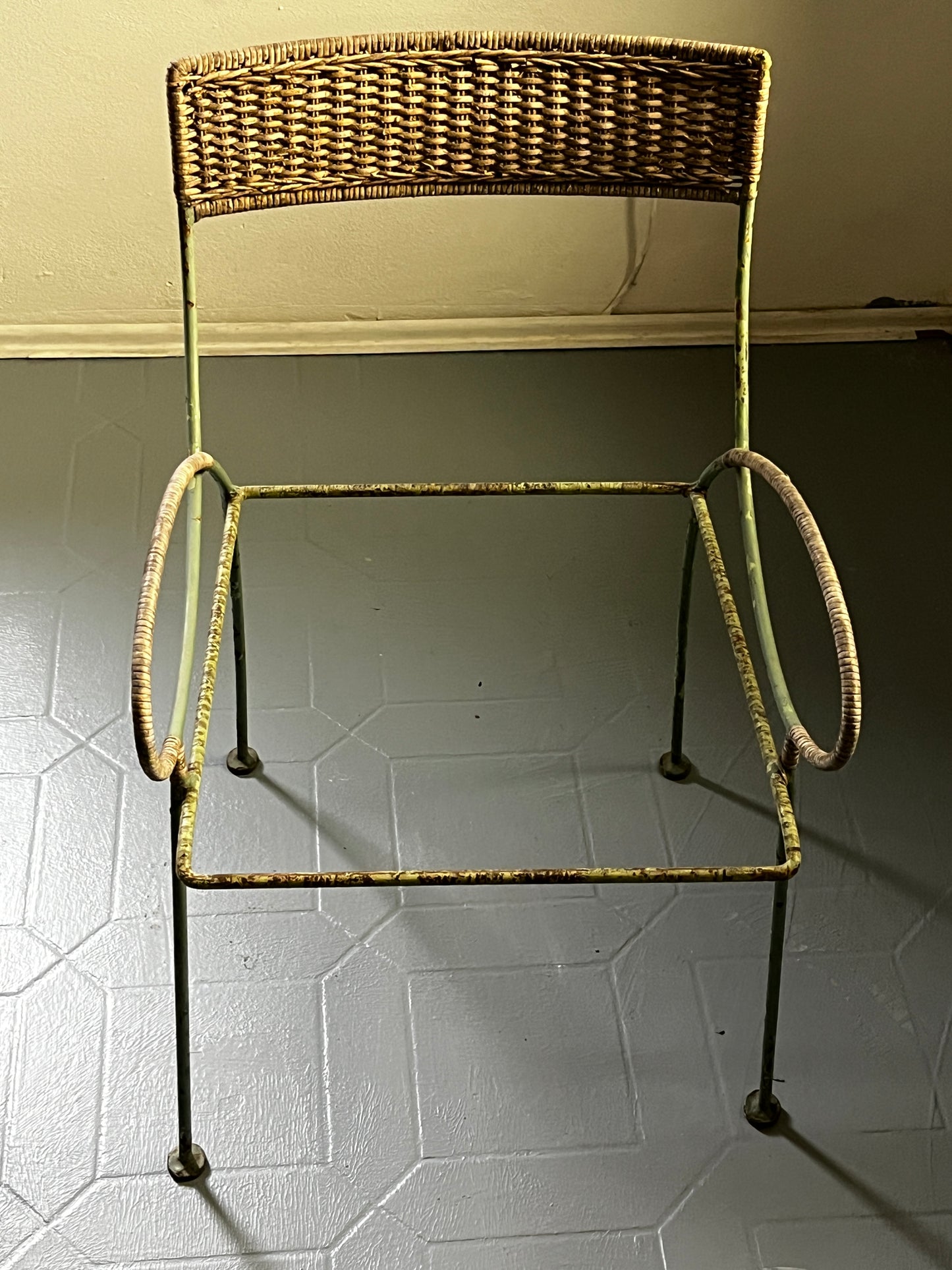 Art Nouveau metal armchair restoration project