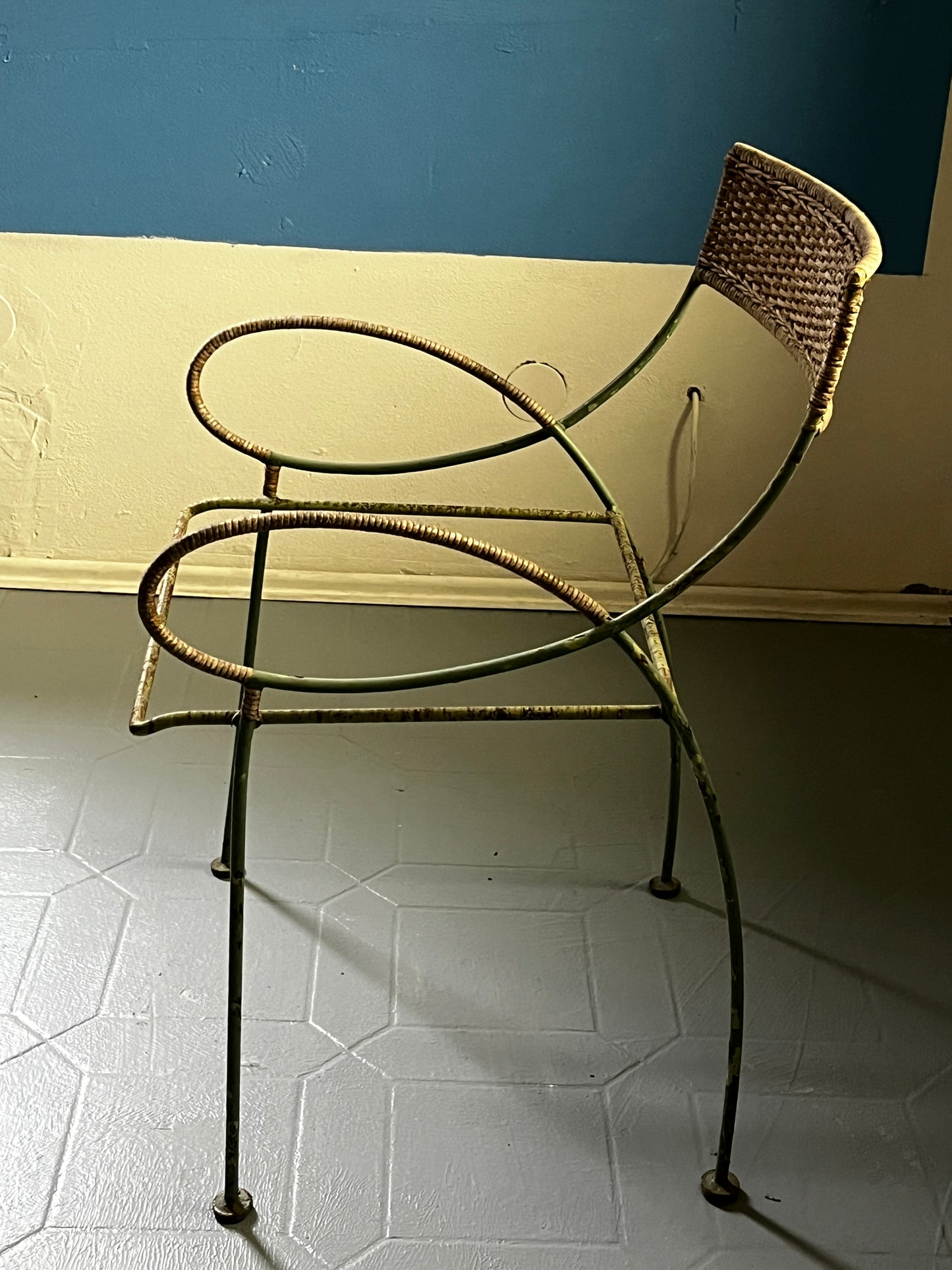 Art Nouveau metal armchair restoration project
