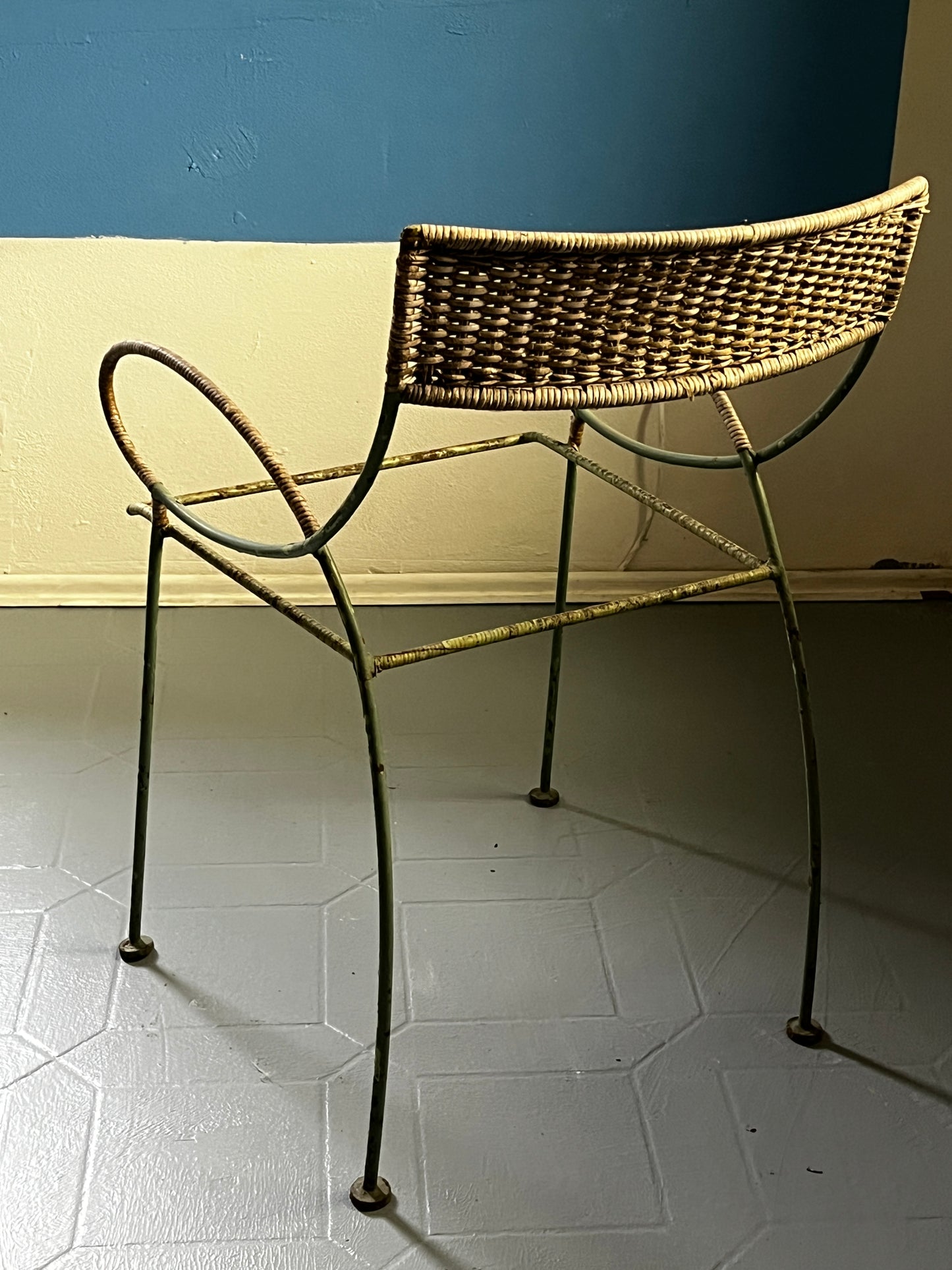 Art Nouveau metal armchair restoration project