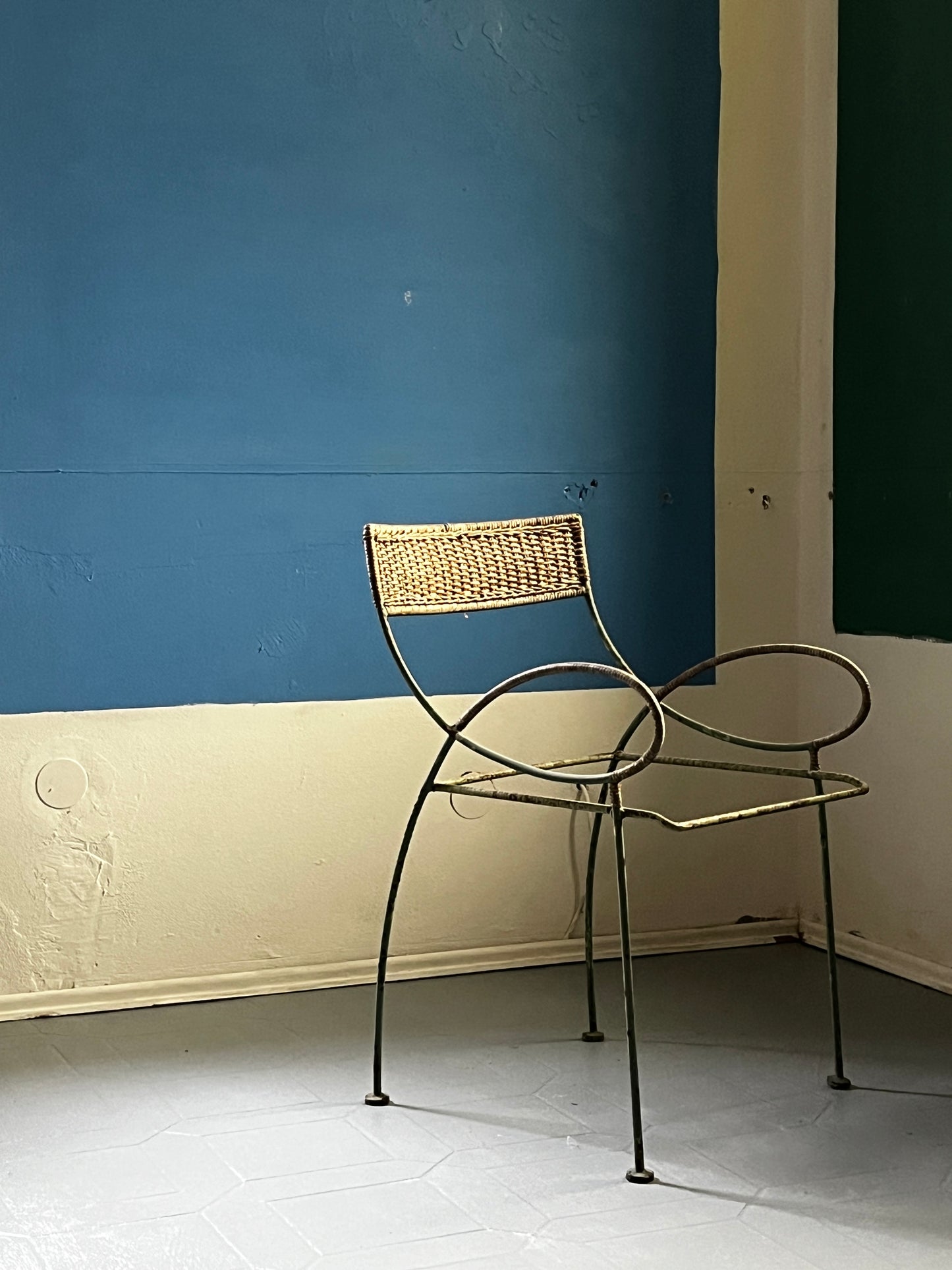 Art Nouveau metal armchair restoration project