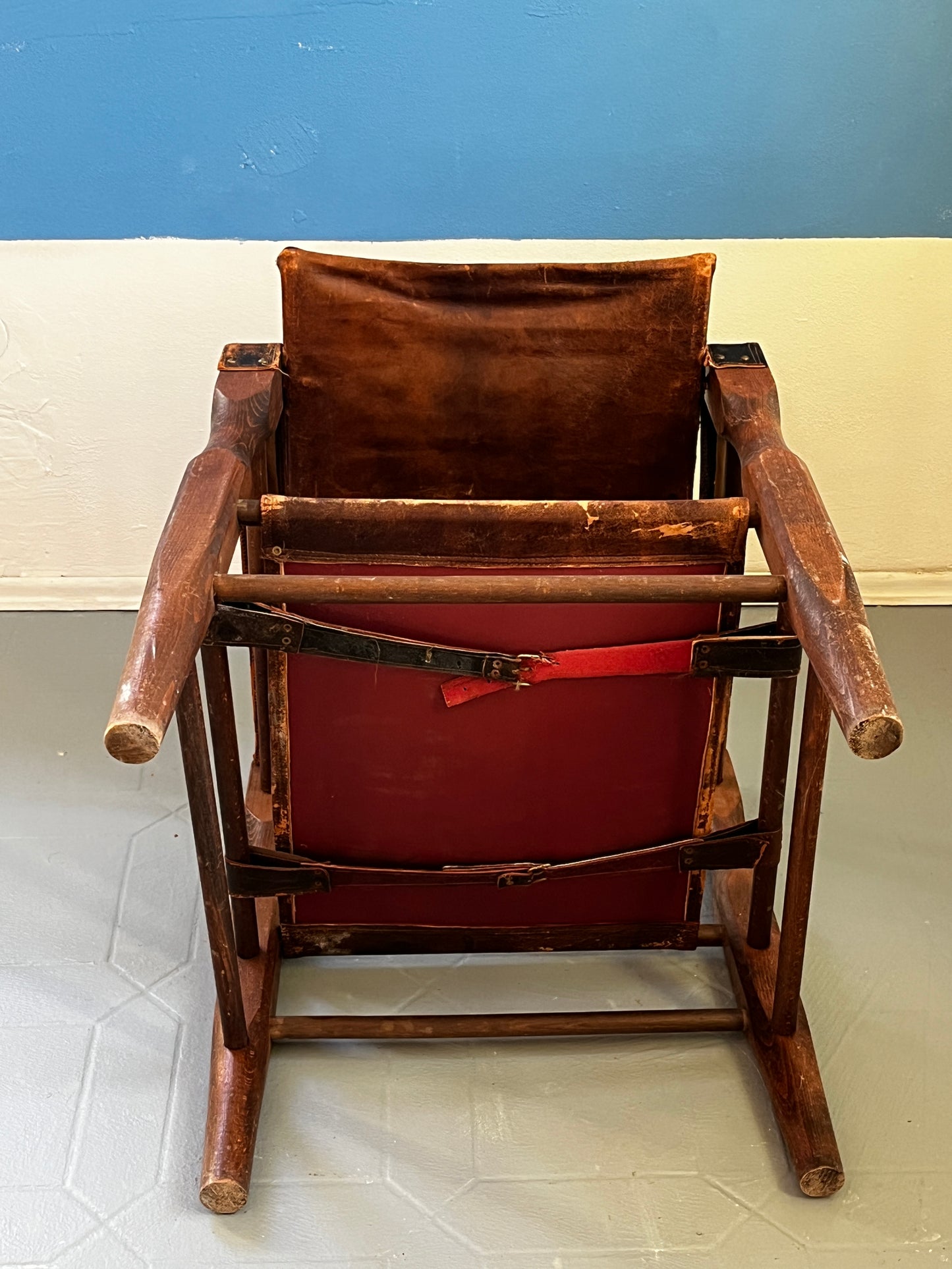 Restaurationsobjekt Safari Sessel Leder 50er / 60er