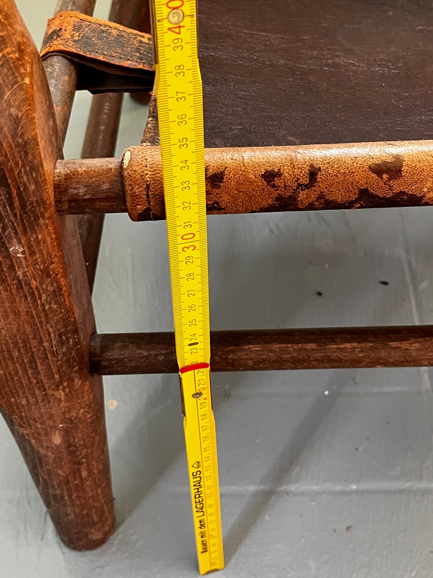 Restaurationsobjekt Safari Sessel Leder 50er / 60er