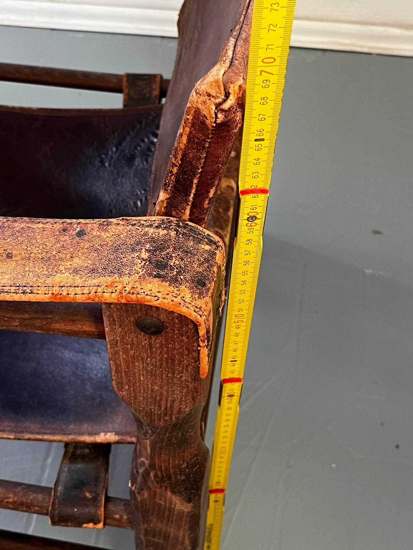 Restaurationsobjekt Safari Sessel Leder 50er / 60er