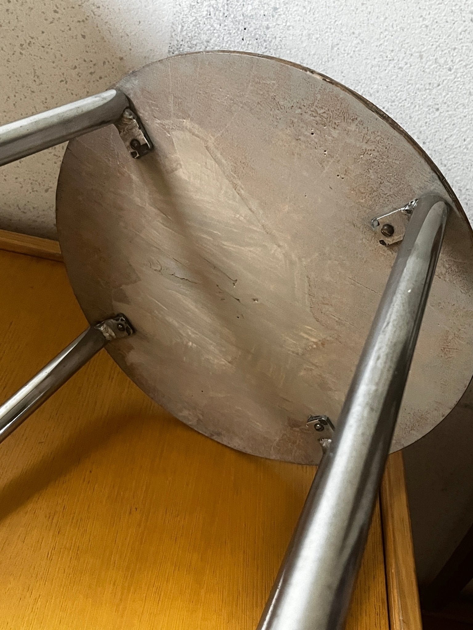 Bauhaus Stahlrohr Hocker Holz braun 1930 bis 1950 - vintseekers