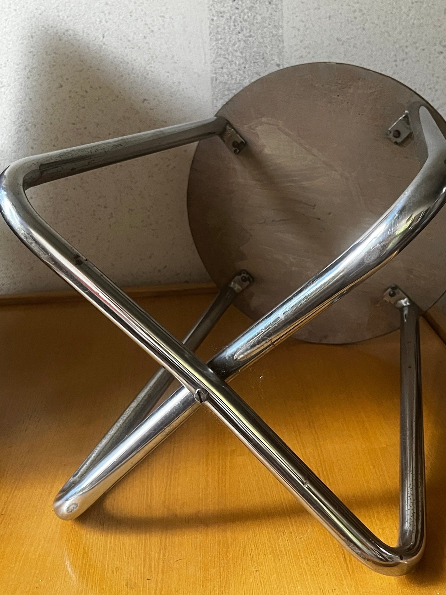 Bauhaus Stahlrohr Hocker Holz braun 1930 bis 1950 - vintseekers