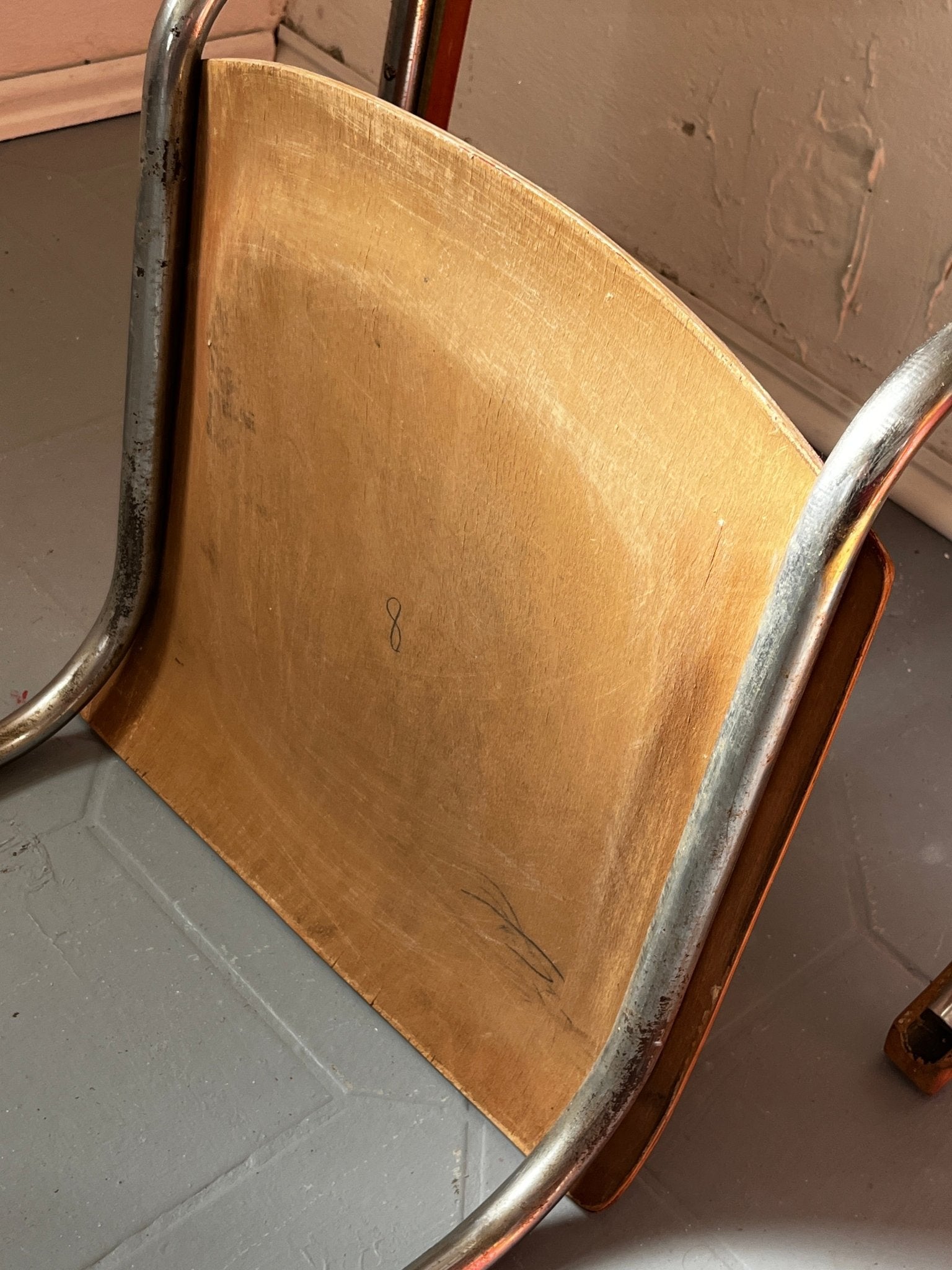 Mart Stam S 43 F Sessel Freischinger Gottwald Wien Stahlrohr Holz braun - vintseekers