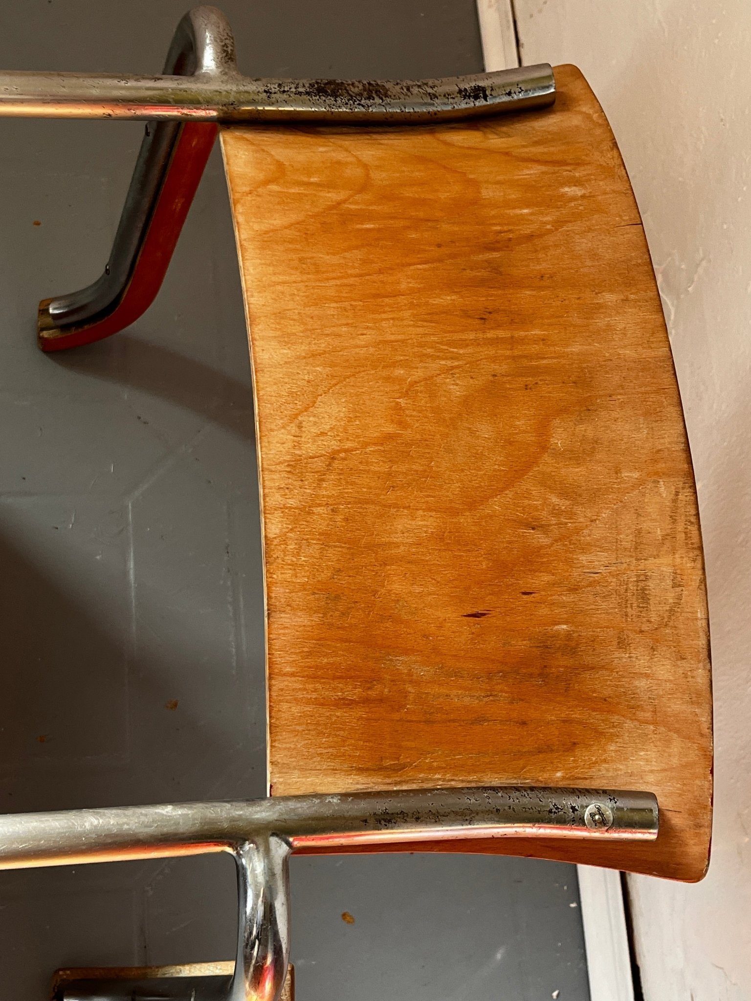 Mart Stam S 43 F Sessel Freischinger Gottwald Wien Stahlrohr Holz braun - vintseekers