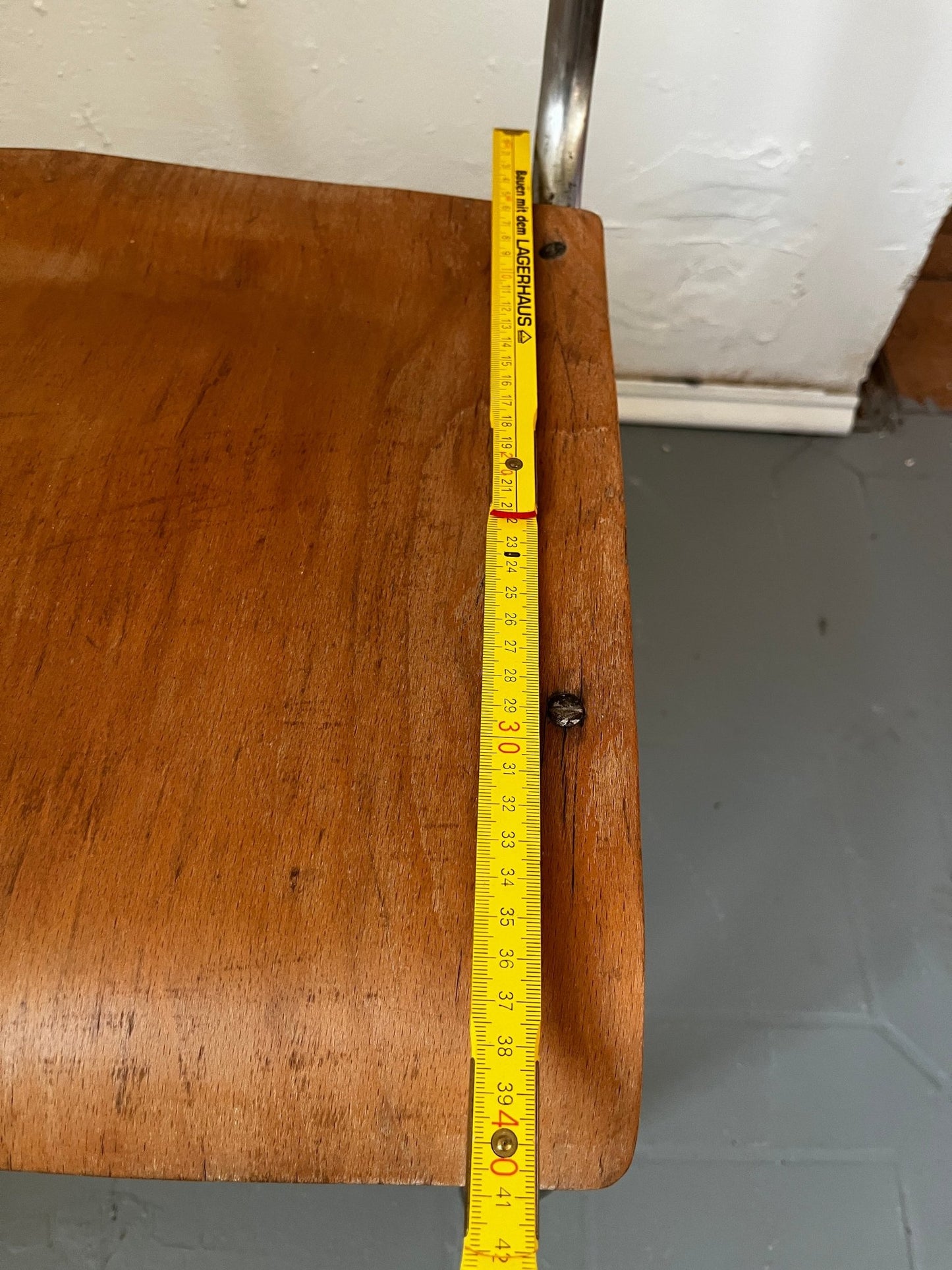 Mart Stam S 43 F Sessel Freischinger Gottwald Wien Stahlrohr Holz braun - vintseekers