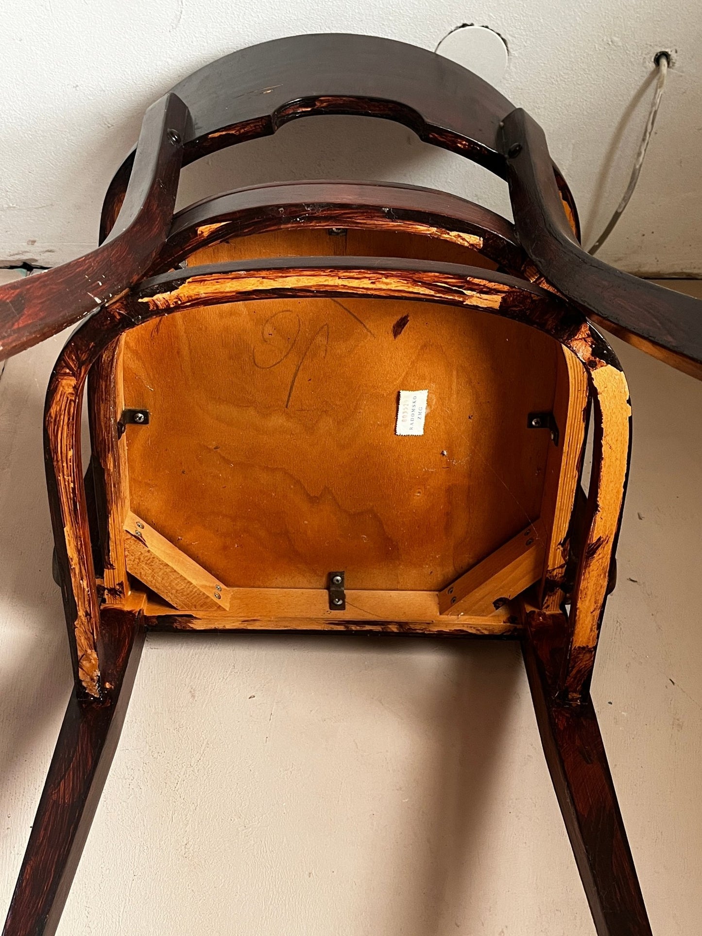 Radomsko Sessel Holz braun 1950 / 1960 - vintseekers